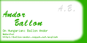 andor ballon business card